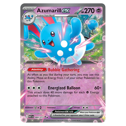 Azumarill ex 084 card from the Pokemon set Ascended Heroes