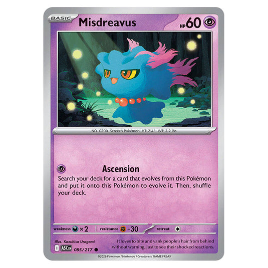 Misdreavus 085 card from the Pokemon set Ascended Heroes