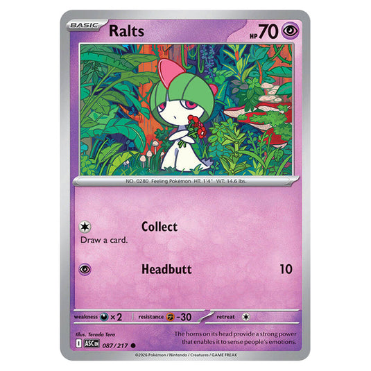 Ralts 087 card from the Pokemon set Ascended Heroes