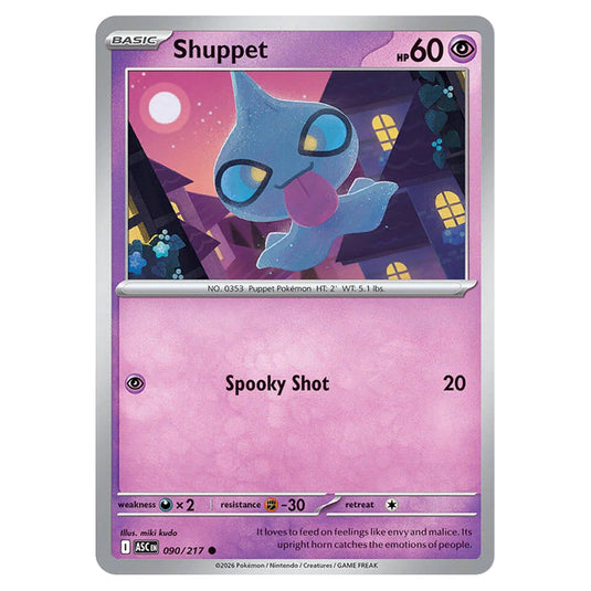 Shuppet 090 card from the Pokemon set Ascended Heroes
