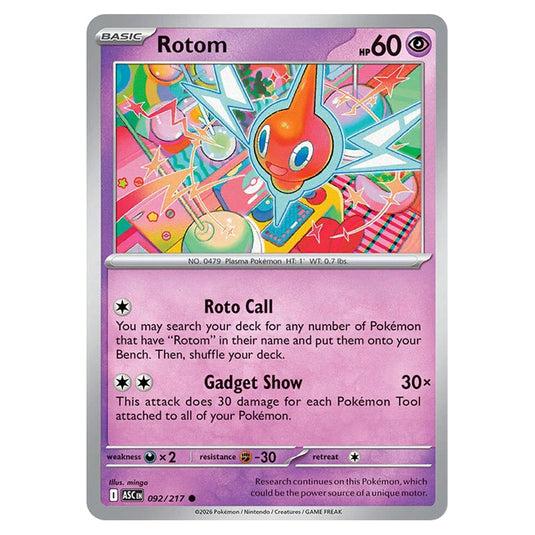 Rotom 092 card from the Pokemon set Ascended Heroes