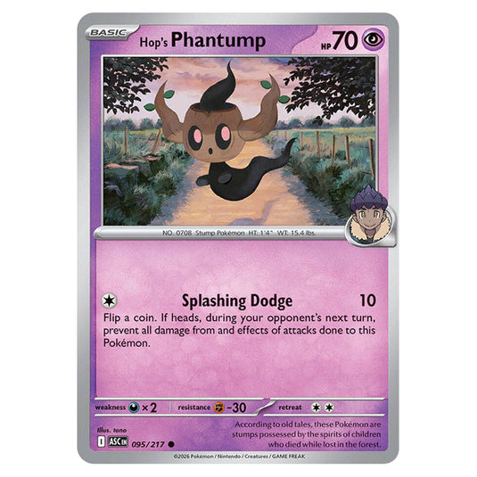 Hop's Phantump 095 card from the Pokemon set Ascended Heroes