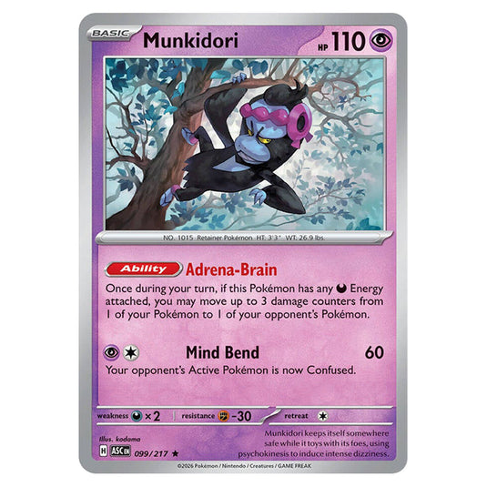 Munkidori 099 card from the Pokemon set Ascended Heroes