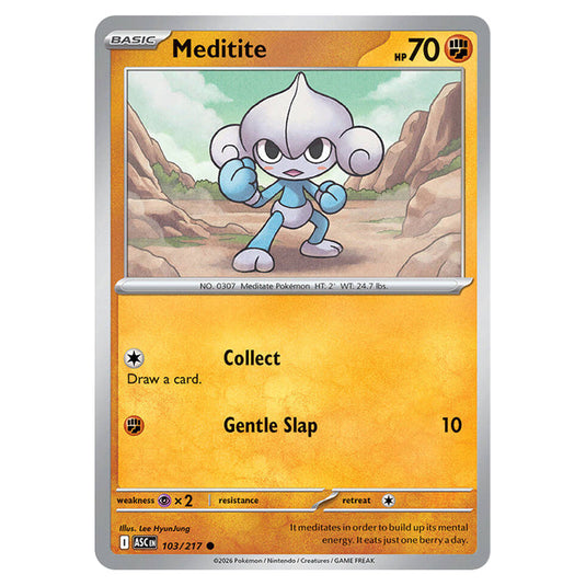Meditite 103 card from the Pokemon set Ascended Heroes