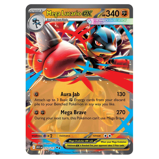 Mega Lucario ex 113 card from the Pokemon set Ascended Heroes