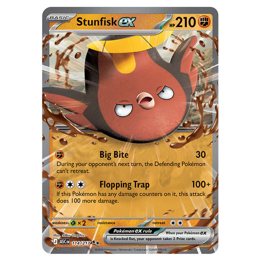 Stunfisk ex 114 card from the Pokemon set Ascended Heroes