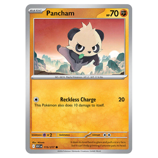Pancham 115 card from the Pokemon set Ascended Heroes