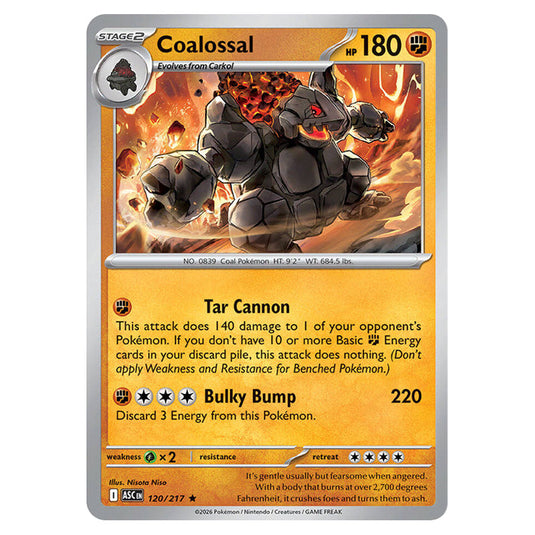Coalossal 120 card from the Pokemon set Ascended Heroes
