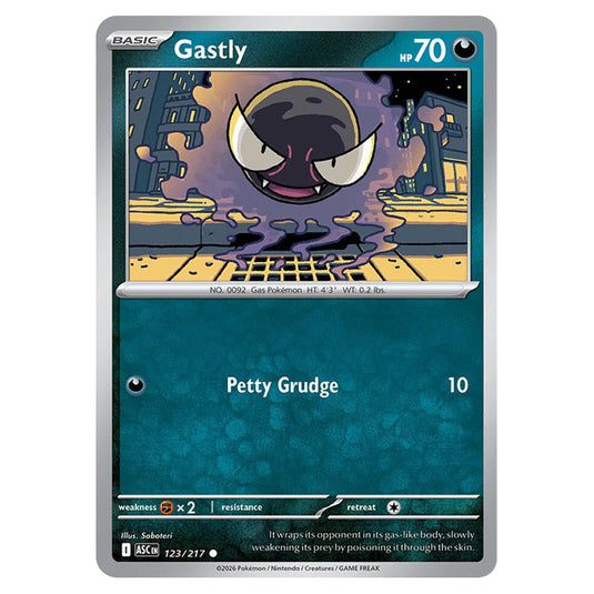 Gastly 123 card from the Pokemon set Ascended Heroes