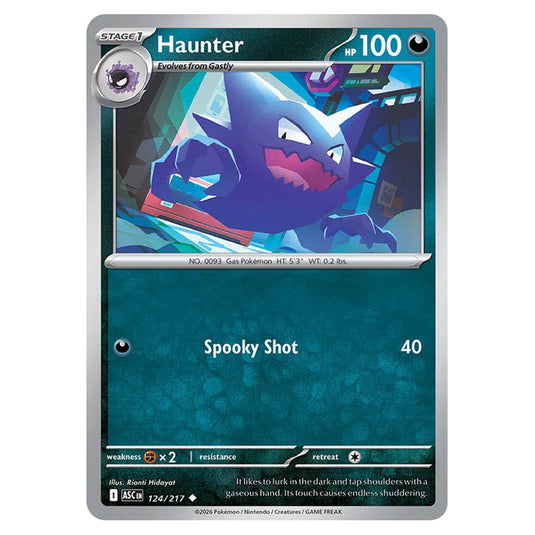 Haunter 124 card from the Pokemon set Ascended Heroes