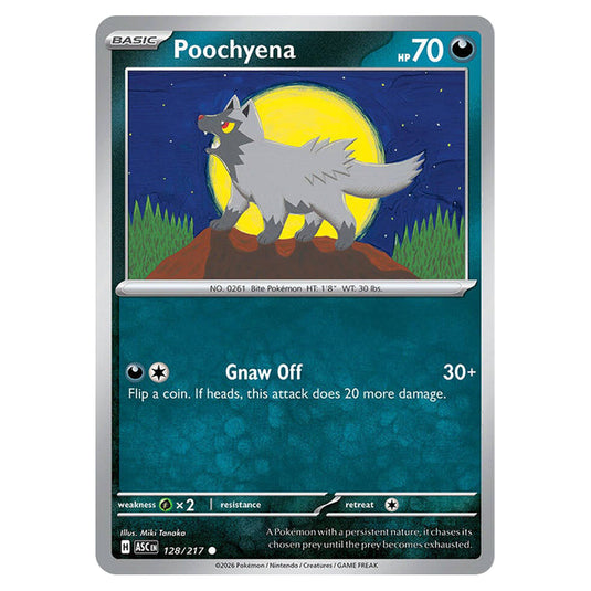 Poochyena 128 card from the Pokemon set Ascended Heroes