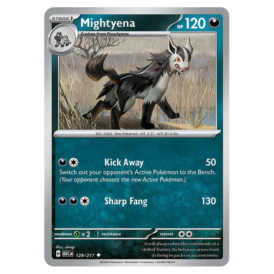 Mightyena 129 card from the Pokemon set Ascended Heroes