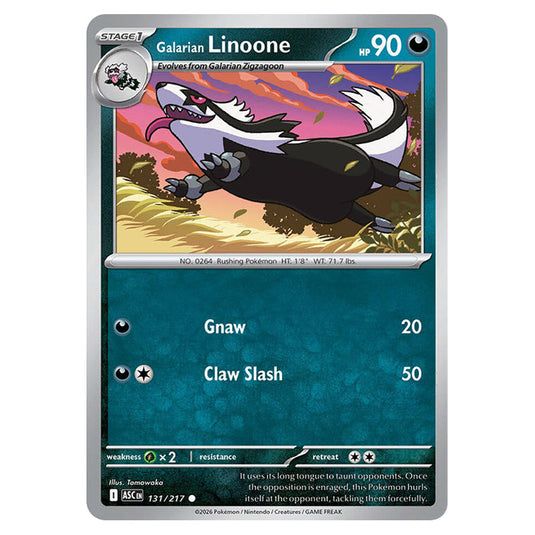 Galarian Linoone 131 card from the Pokemon set Ascended Heroes