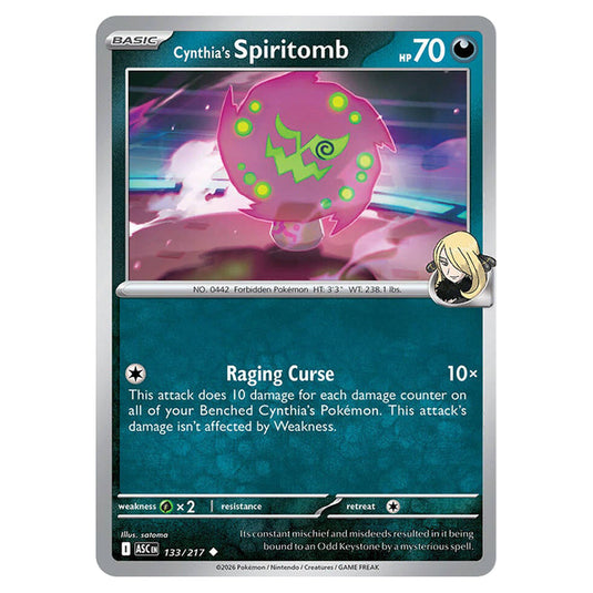 Cynthia's Spiritomb 133 card from the Pokemon set Ascended Heroes