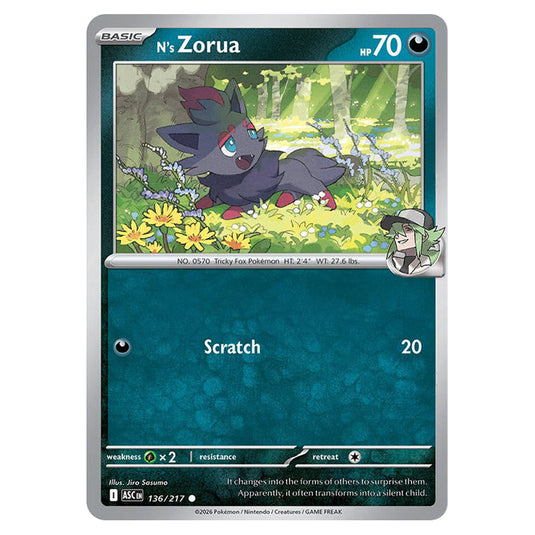 N's Zorua 136 card from the Pokemon set Ascended Heroes