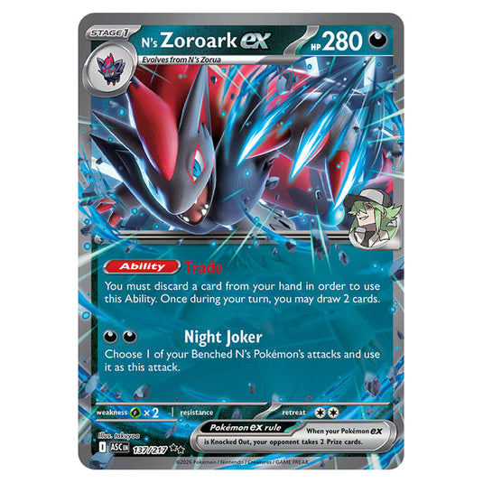N's Zoroark ex 137 card from the Pokemon set Ascended Heroes