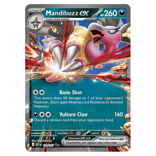 Mandibuzz ex 139 card from the Pokemon set Ascended Heroes