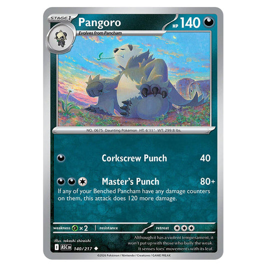 Pangoro 140 card from the Pokemon set Ascended Heroes