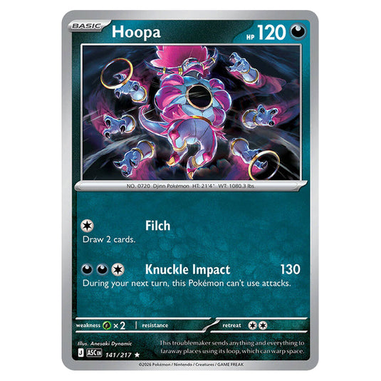 Hoopa 141 card from the Pokemon set Ascended Heroes