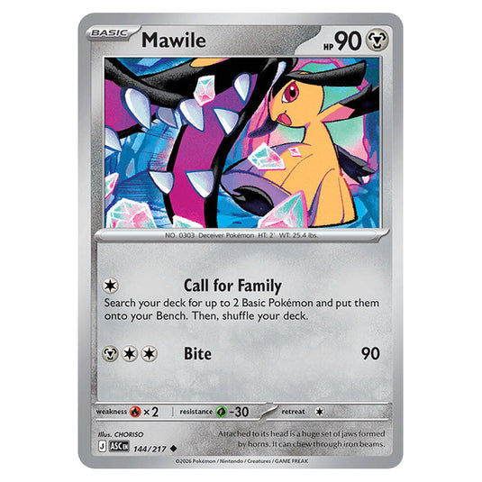 Mawile 144 card from the Pokemon set Ascended Heroes