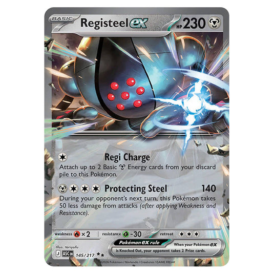 Registeel ex 145 card from the Pokemon set Ascended Heroes