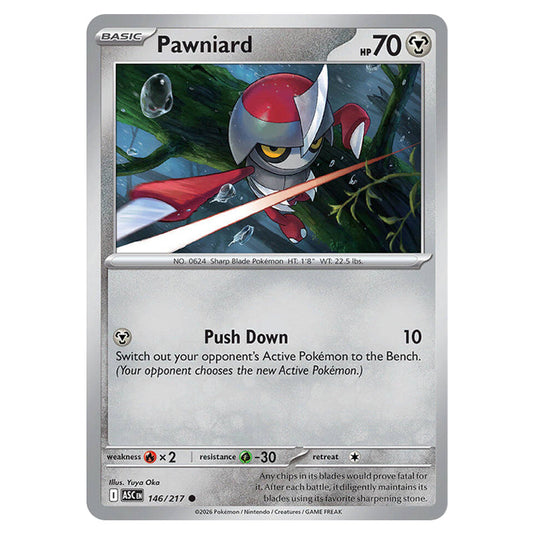 Pawniard 146 card from the Pokemon set Ascended Heroes