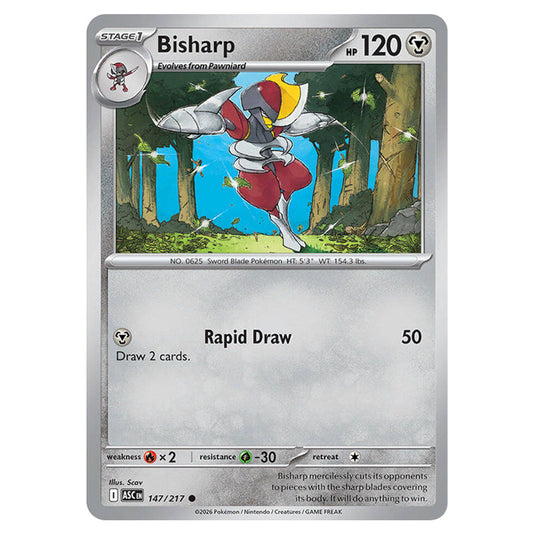 Bisharp 147 card from the Pokemon set Ascended Heroes