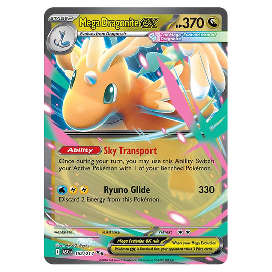 Mega Dragonite ex 152 card from the Pokemon set Ascended Heroes