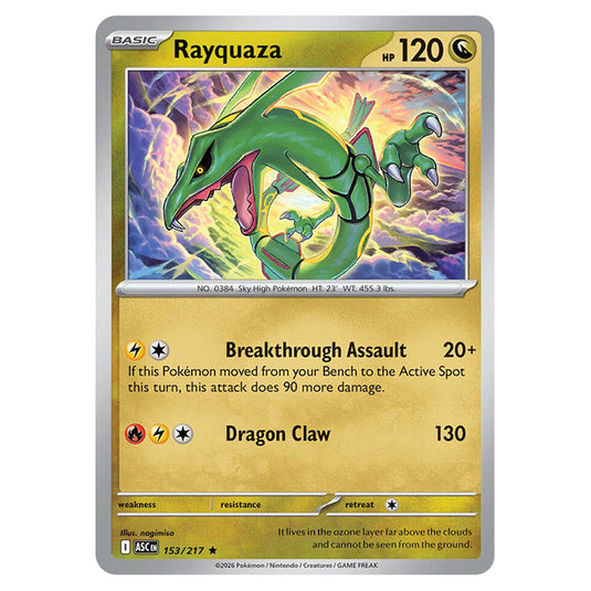 Rayquaza 153 card from the Pokemon set Ascended Heroes