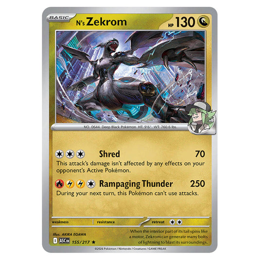 N's Zekrom 155 card from the Pokemon set Ascended Heroes