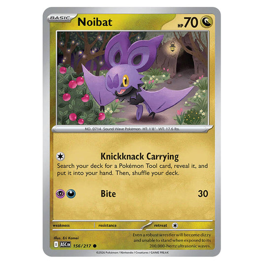 Noibat 156 card from the Pokemon set Ascended Heroes