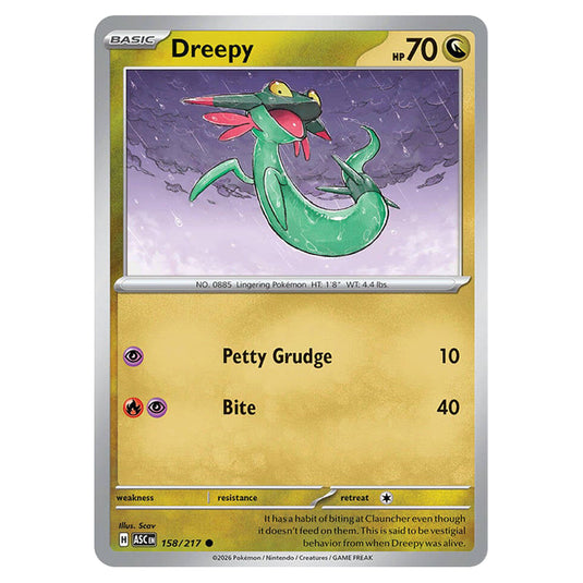 Dreepy 158 card from the Pokemon set Ascended Heroes