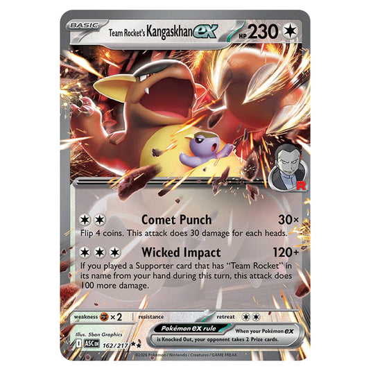 Team Rocket's Kangaskhan ex 162 card from the Pokemon set Ascended Heroes