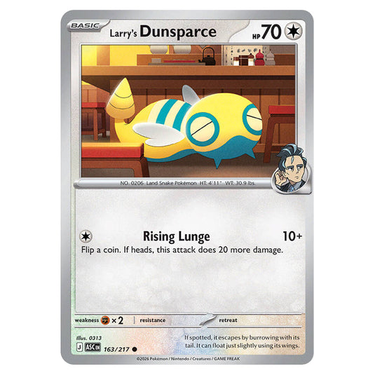Larry's Dunsparce 163 card from the Pokemon set Ascended Heroes