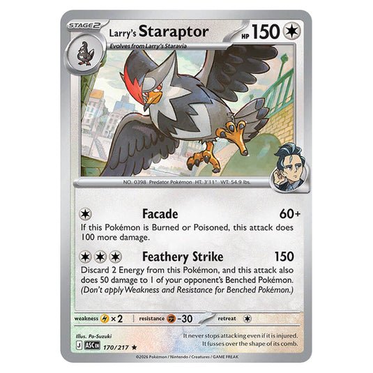 Larry's Staraptor 170 card from the Pokemon set Ascended Heroes