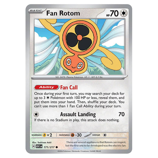 Fan Rotom 171 card from the Pokemon set Ascended Heroes