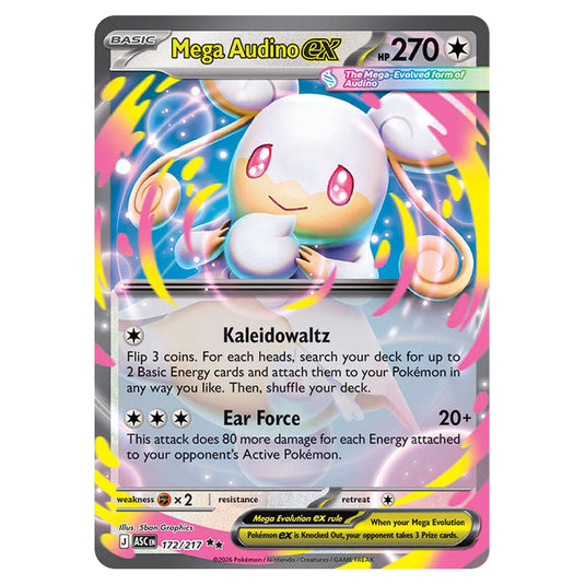 Mega Audino ex 172 card from the Pokemon set Ascended Heroes
