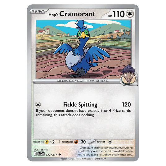 Hop's Cramorant 177 card from the Pokemon set Ascended Heroes