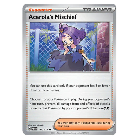 Acerola's Mischief 180 card from the Pokemon set Ascended Heroes