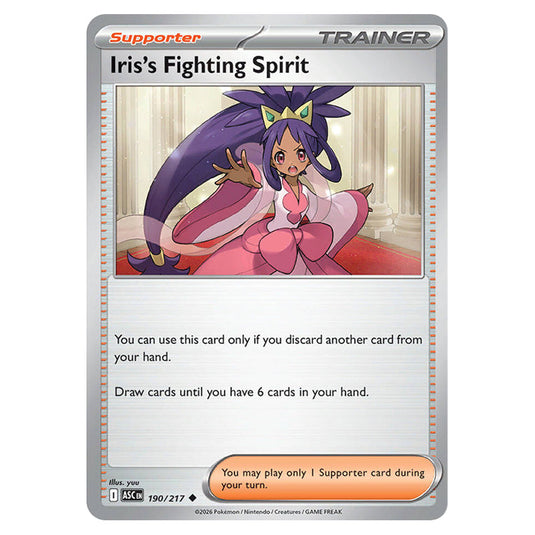 Iris's Fighting Spirit 190 card from the Pokemon set Ascended Heroes