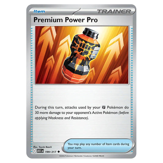 Premium Power Pro 199 card from the Pokemon set Ascended Heroes