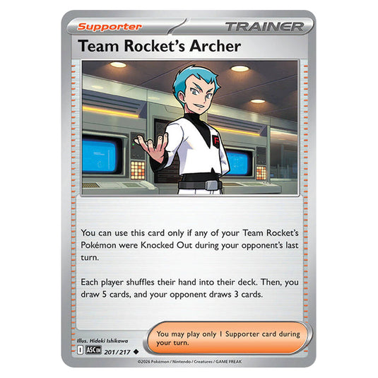 Team Rocket's Archer 201 card from the Pokemon set Ascended Heroes