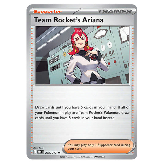 Team Rocket's Ariana 202 card from the Pokemon set Ascended Heroes