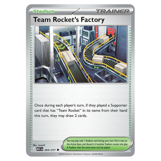 Team Rocket's Factory 203 card from the Pokemon set Ascended Heroes