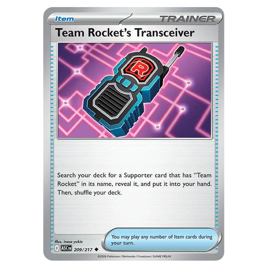 Team Rocket's Transceiver 209 card from the Pokemon set Ascended Heroes