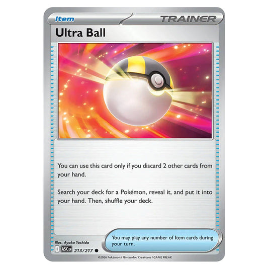 Ultra Ball 213 card from the Pokemon set Ascended Heroes