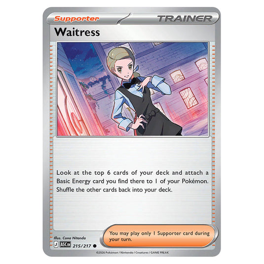 Waitress 215 card from the Pokemon set Ascended Heroes