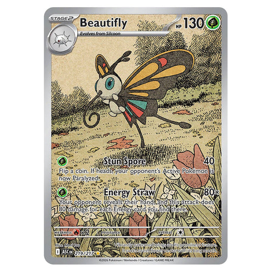 Beautifly 219 card from the Pokemon set Ascended Heroes