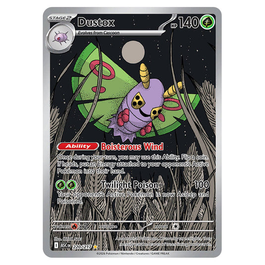 Dustox 220 card from the Pokemon set Ascended Heroes