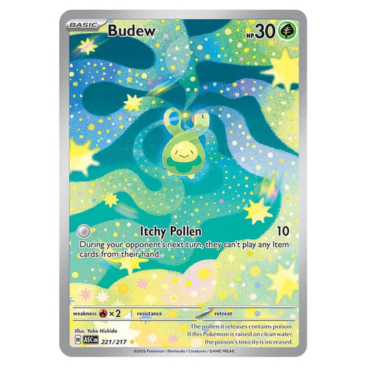 Budew 221 card from the Pokemon set Ascended Heroes